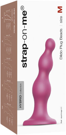 STRAP-ON-ME - DILDO PLUG BEADS METALLIC RASPBERRY PINK M