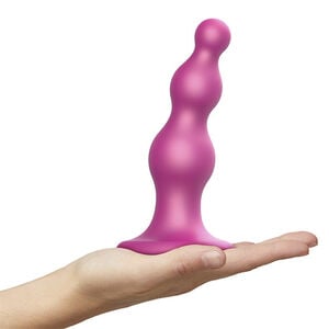 STRAP-ON-ME - DILDO PLUG BEADS METALLIC RASPBERRY PINK L