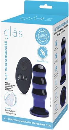 GLAS - RECHARGEABLE REMOTE CONTROLLED VIBRATING BEADED BUTTP