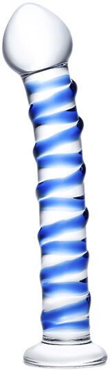 GLAS - BLUE SPIRAL GLASS DILDO