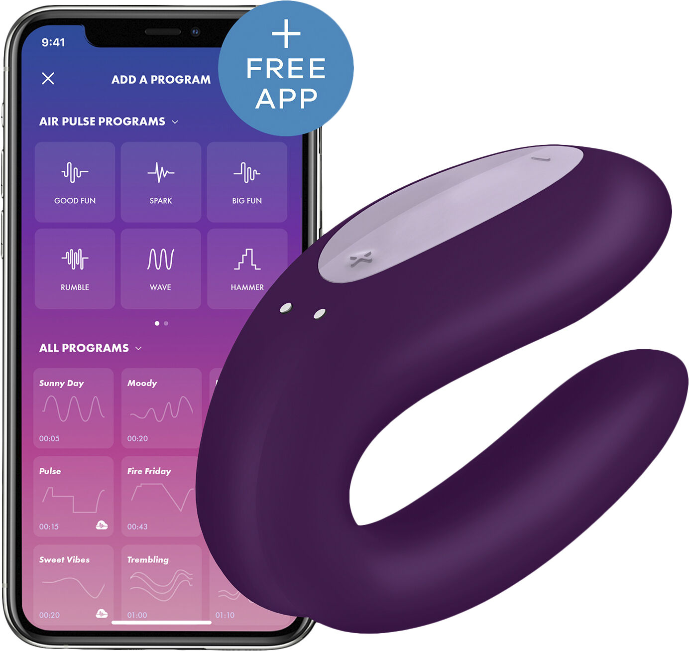 Double Joy Violet App-styret Parvibrator