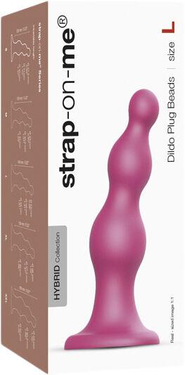 STRAP-ON-ME - DILDO PLUG BEADS METALLIC RASPBERRY PINK L