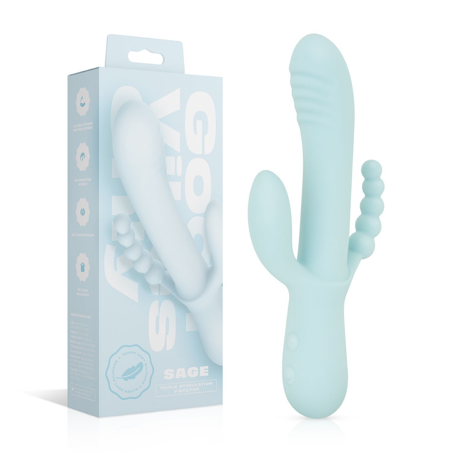 Good Vibes Only Soft Silicone Rotating Triple Rabbit Vibrato
